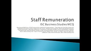 Staff Remuneration  MCQ  Business Studies ISC  Chapter 8 [upl. by Kara-Lynn252]