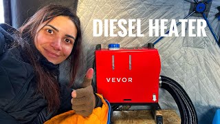 Vevor Diesel Heater for Ice Fishing in a Hub Tent overnight Updated [upl. by Camden148]