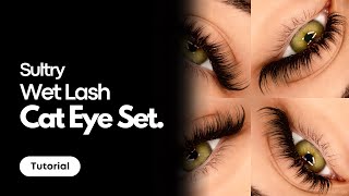 SULTRY CAT EYE WET SET  CC CURL  Volume Eyelash Extension Tutorial [upl. by Ayrolg]