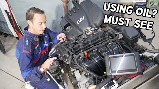 HYUNDAI SANTA FE INCREASED OIL CONSUMPTION FIX BURNING USING ENGINE OIL FIX [upl. by Wadleigh426]