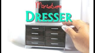 DIY Dresser and Mirror Dollhouse Furniture Miniature Furniture Wood Faux Granite [upl. by Namharludba]