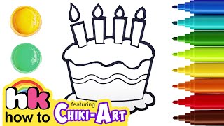 Chiki Art  How To Draw A Cake  Drawing amp Coloring For Kids  HooplaKidz How To [upl. by Rox305]