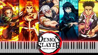 Demon Slayer Kimetsu no Yaiba All Openings 15 on Piano FREE MIDI [upl. by Rafter]