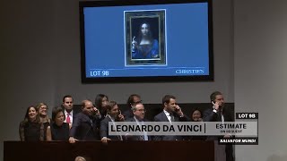 Leonardo da Vincis Salvator Mundi  2017 World Auction Record  Christies [upl. by Sivrat660]