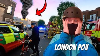 FIRE IN LONDON POLICE SHUT DOWN ROADS Just Another Day Delivering Food In London  GoPro POV [upl. by Yerdua36]