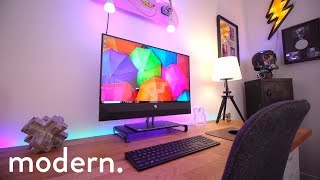 Ultimate Minimal amp Modern Desk Setup Tour 2019 [upl. by Cigam]