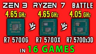 Ryzen 7 5700G vs Ryzen 7 5700X vs Ryzen 7 5700X3D  16 Games  R7 5700G vs R7 5700X vs R7 5700x3D [upl. by Ayaj]