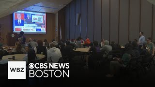 Framingham State University students anxiously watch election results [upl. by Ocsecnarf410]