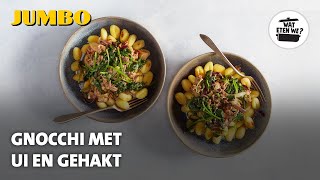 Wat eten we Gnocchi met ui en gehakt [upl. by Eniawed]