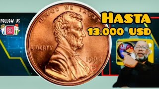 Cual es la rareza de la moneda de un centavo de 1994 de usa que pagan 13000USD descubrelo aquí [upl. by Avra822]