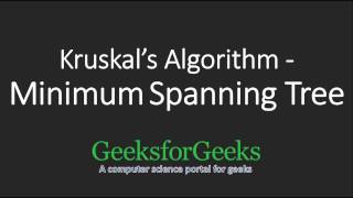 Kruskal’s Algorithm for Minimum Spanning Tree  GeeksforGeeks [upl. by Nofets]