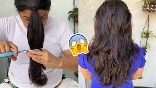 Como Cortei Meu Cabelo Repicado Sozinha 😍 Cortar o cabelo em casa [upl. by Valeda811]