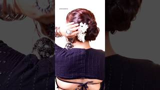 Easy Diwali Hairstyle using Rajnigandha Flower 🪔✨ shorts ytshorts diwali hairstyle [upl. by Reinar]