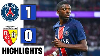 PSG vs RC Lens 10 Highlights  Dembele Goal  Abdukodir Khusanov Red Card  Ligue 1 202425 résumé [upl. by Kolva]