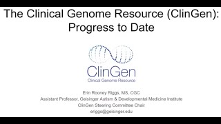 The Clinical Genome Resource Progress to date [upl. by Brest]