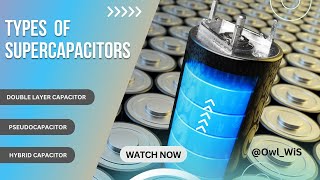 Types of supercapacitors  EDLC Pseudocapacitor Hybrid Capacitor [upl. by Meagan519]