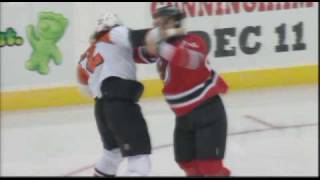 Riley Cote vs PierreLuc LetourneauLeblond Oct 24 2008 [upl. by Helbonnas]