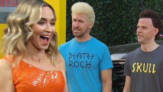 Ryan Gosling CRASHES Emily Blunt’s Interview as Beavis and ButtHead [upl. by Neirbo]