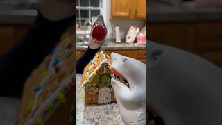 SHARK PUPPET GINGERBREAD HOUSE GETS OBLITERATED [upl. by Veronike743]