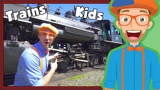 Trains for Children with Blippi  Steam Train Tour [upl. by Eniarda443]