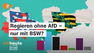 Vor Landtagswahlen AfD laut Politbarometer weiter stark Zustimmung zum BSW wächst  ZDFheute live [upl. by Nnylatsyrk]