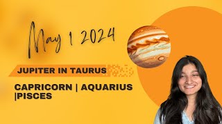 Jupiter Transit 2024  May 1 2024 May 14th 2025  Capricorn Aquarius and Pisces Lagna Rashi [upl. by Haila]