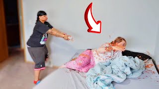 EXPLODING KETCHUP PRANK ON SLEEPING GIRLFRIEND EPIC [upl. by Kenzie999]