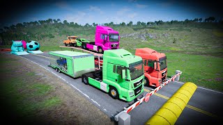 Double flatbed trailer truck transportation  BeamNG drive Shorts 161 [upl. by Noevart284]