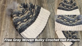 Easy Chunky Woven Lines Bulky Hat Crochet Pattern Colorama Yarn Double Crochet [upl. by Burkhart948]