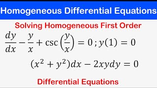 🔵11  Homogeneous First Order Differential Equations Solved Examples [upl. by Acinomahs]