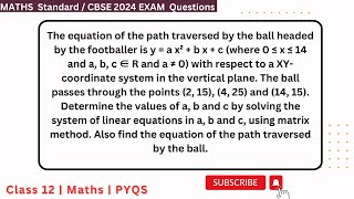 The equation of the path traversed by the ball headed by the footballer is y  a x²  b x  c where [upl. by Iaka]