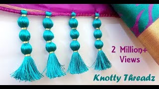 How to make Saree Kuchu Design using Silk Thread  Beaded Design at Home  Tutorial [upl. by Annahsirhc552]