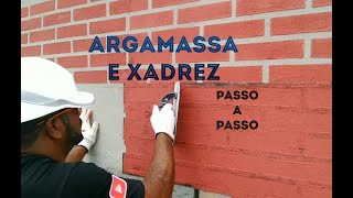 ARGAMASSA E XADREZ  EFEITO TIJOLINHO  PASSO A PASSO [upl. by Scibert]