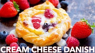 Cream Cheese Danish Pastry Recipe with Berries amp Lemon Glaze [upl. by Ysteb]