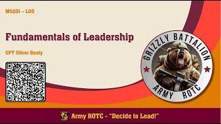 Fundamentals of Leadership  MSL201 Lesson 05  ROTC [upl. by Pentheas]