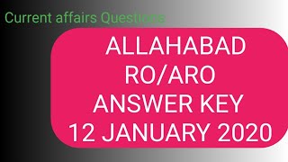 ROARO Paper 12 January 2020 Answer Key Current affairs Questions [upl. by Akcebar148]