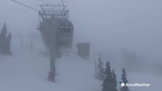 Skiers unfazed by nearblizzard conditions [upl. by Gnilsia]