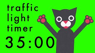 35 Minute Timer  Colour Change Traffic Light Cats Clock [upl. by Eniluqcaj]