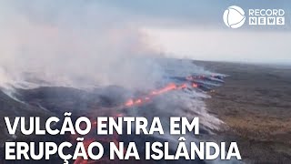 Vulcão entra em erupção perto da capital da Islândia [upl. by Leirrad304]