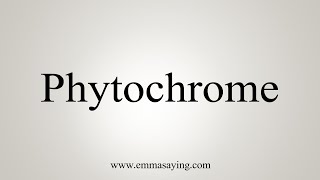 How To Say Phytochrome [upl. by Aker]