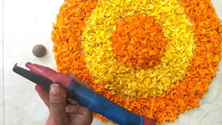 Easy Phoolon ki rangoli  Simple Flower Decoration for Diwali  Small rangoli designs with flower [upl. by Mich]