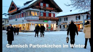 Garmisch Partenkirchen Rundgang im Winter HD walking Video 4K [upl. by Llenrap]