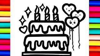 BIRTHDAY CAKE DRAWING  How to Draw A Birthday Cake  Cake Drawing Step by step Easy [upl. by Ecirum134]