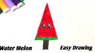 Water Melon Easy Drawing  Step by Step Drawing [upl. by Naujit]