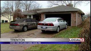 Oxygen tank blows up inside home [upl. by Rutherford]