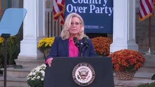 Liz Cheney at Harris rally says Trump on Jan 6 was depravity  REUTERS [upl. by Noivart]