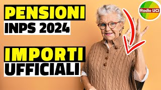 Aumento Pensioni 2024 rivalutazione Tabelle INPS Invalidità civile pensioni minime assegno sociale [upl. by Dulcea]