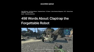 498 Words About Claptrap the Forgettable Robot [upl. by Yendor953]