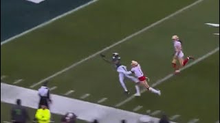 DeVonta Smith INSANE One Handed Catch  49ers vs Eagles  2023 NFC Championship [upl. by Lieno734]