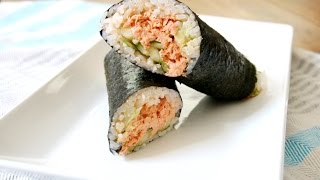 How To Roll Sushi Without A Mat Spicy Salmon Sushi Wraps [upl. by Pejsach131]